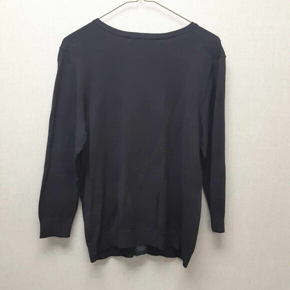 Ellen Tracy Black Cardigan with gold Toggle Closures long sleeved Size Large - Picture 8 of 8